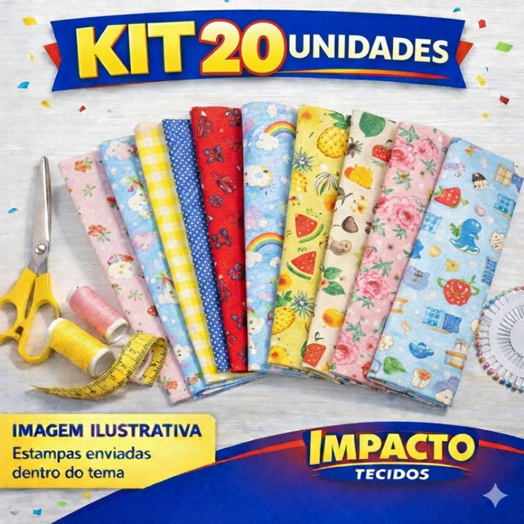kit Retalho Tricoline 100% algodão - 25cm x 45cm largura
