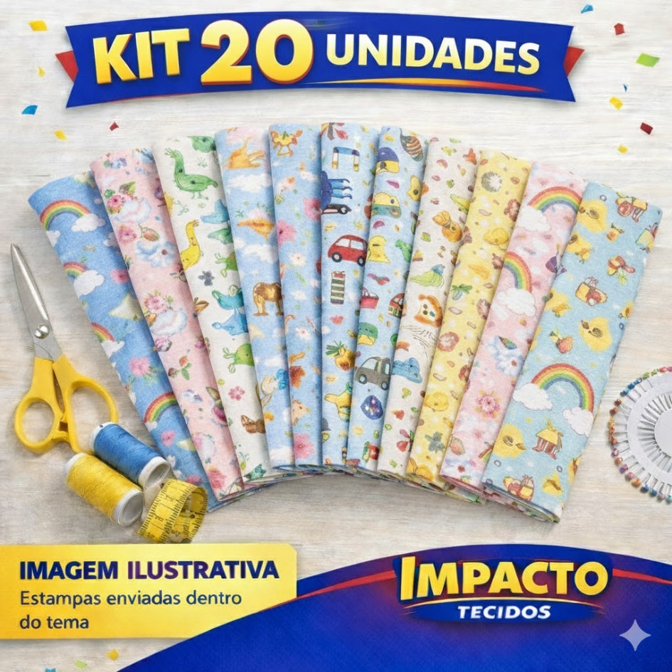 kit Retalho Tricoline 100% algodão - 25cm x 45cm largura