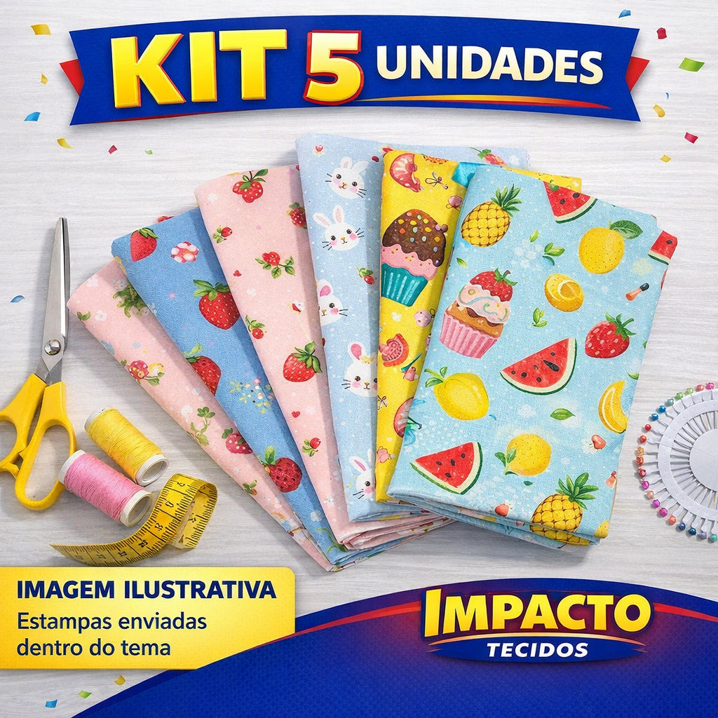 kit Retalho Tricoline 100% algodão - 25cm x 45cm largura