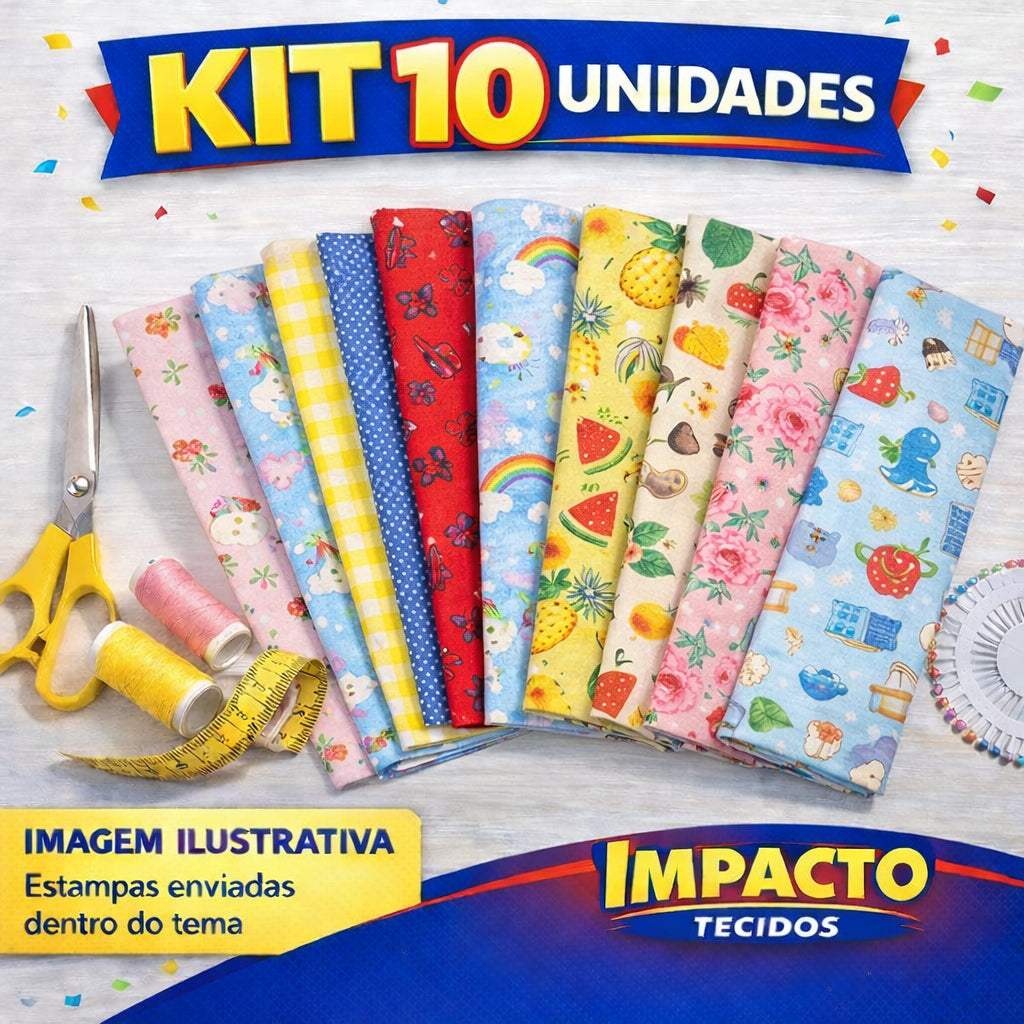 kit Retalho Tricoline 100% algodão - 25cm x 45cm largura