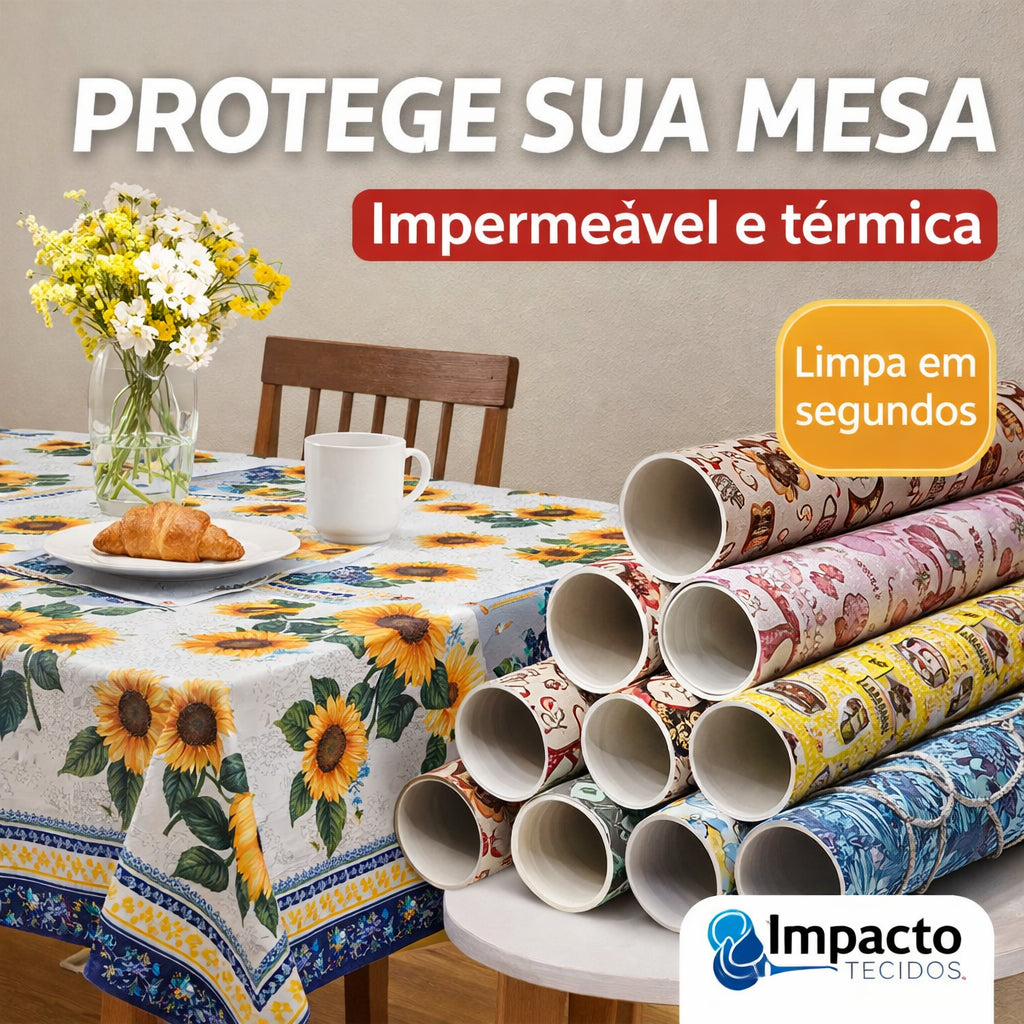 Toalha de Mesa de Plástico Térmica e impermeável 1 metro x 1,40m