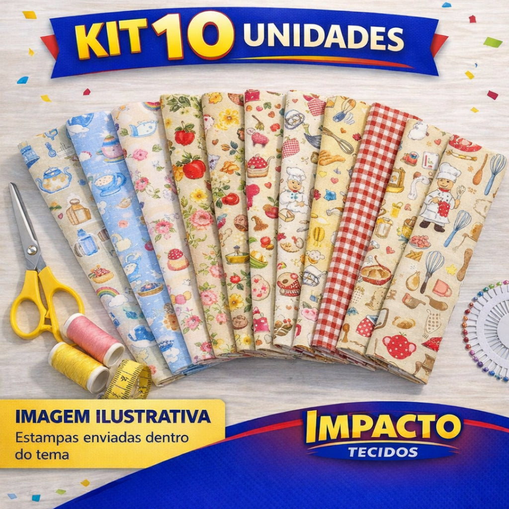kit Retalho Tricoline 100% algodão - 25cm x 45cm largura